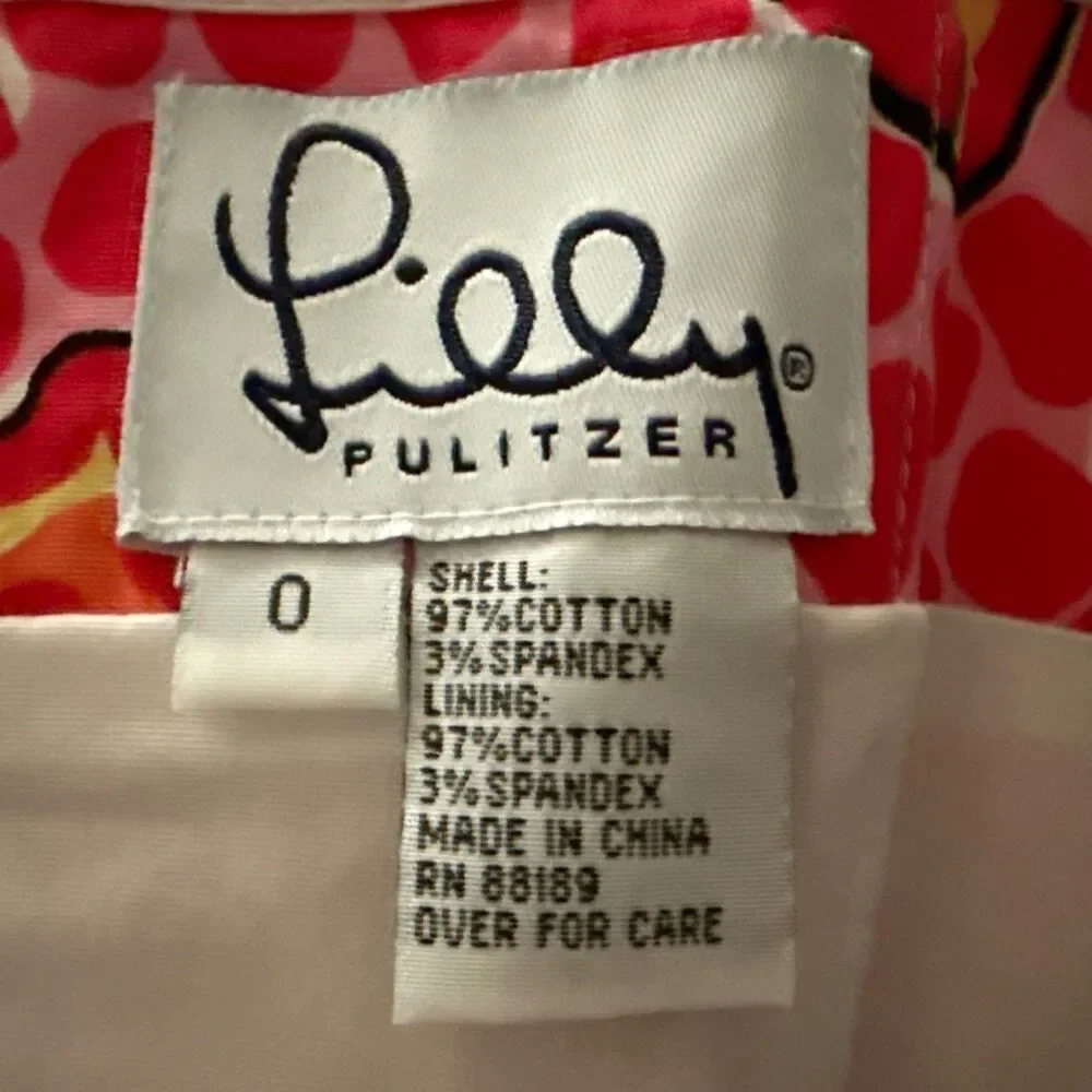 Lilly Pulitzer Strapless Dress Womens Sz 0 Y2K Mod Pink Orange Butterfly Print - Picture 8 of 14